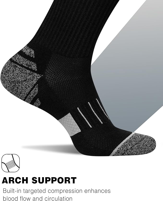 Crew Socks for Women,Athletic Hiking Running Compression Socks with Cushioned Support 3-6 Pairs