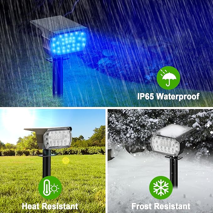 LANSOW Solar Spot Lights Outdoor Color Changing, 7 Modes/4 Pack, Waterproof, Solar Powered Flood Lights for Outside Yard Garden Pathway