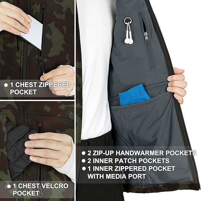 33,000ft Men's Lightweight Softshell Vest Outerwear Zip Up Fleece Lined Windproof Sleeveless Jacket for Golf Running Hiking