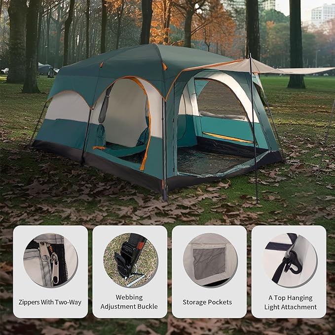 Camping Tent, Easy Setup, 1-2-8-10 Person Waterproof and Portable Tent for Camping Hiking Outdoor