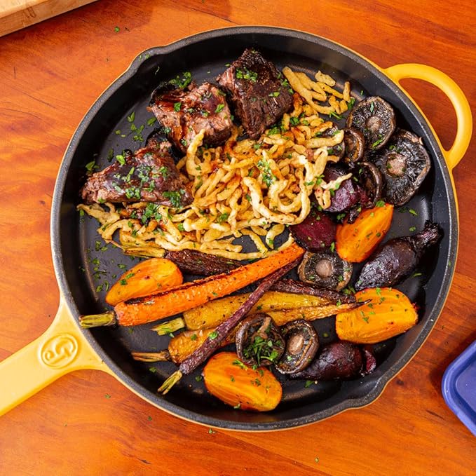 Great Jones King Sear Cast-Iron Skillet (Mustard, 12") | Enameled for Easy Cleaning | Safe for All Stovetops & Ovens | Perfect for Crispy Chicken, Steak & More | Oven-Safe to 500°F | Hand Wash Only