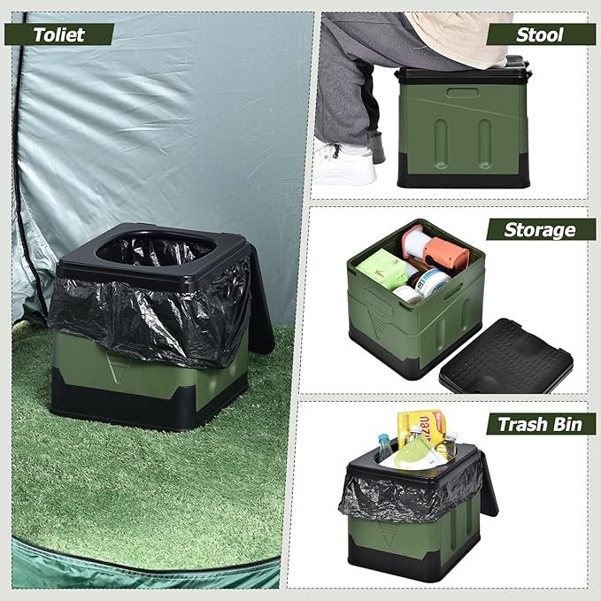 Portable Foldable Camping Toilet for Adult, Large Travel Porta Potty for Men&Women, Car/Caravan/Camper Toilet/Travel/Mobile Toilet, Lightweight & Multifunctional