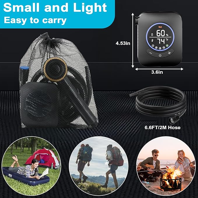 Portable Shower for Camping, 8000mAh Rechargeable Camping Shower Pump with 3X Stronger Water Flow, 5 Pressure Levels & 4 Shower Modes Outdoor Shower with Intelligent LED Display for Hiking Travel Pet