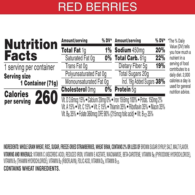 Kellogg’s Special K Breakfast Cereal Cups, 11 Vitamins and Minerals, Made with Real Strawberries, Red Berries, 30oz Case (12 Cups)