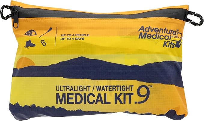 Adventure Medical Kit Ultralight/Watertight Medical Kit .9 - Up to 4 People, Up to 4 Days - Includes Bandages, Blister Essentials & More - Perfect for Hiking, Biking & Climbing