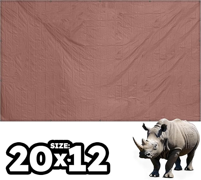 RENEGADE Industrial Tarp 20x12 ft Brown – Heavy Duty, Waterproof, UV-Resistant, PFAS-Free – Oversized Tarp for Construction, Landscaping, Farm Equipment & Weather Protection