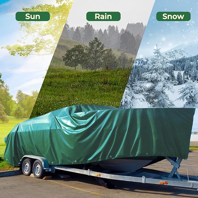 HIRALIY 14 Mil Tarp Waterproof 8x10 Feet, Thick Heavy Duty Tarp with Reinforced Grommets for Firewood, Roof, Camping, Patio, Pool, Boat, Dump Trailer
