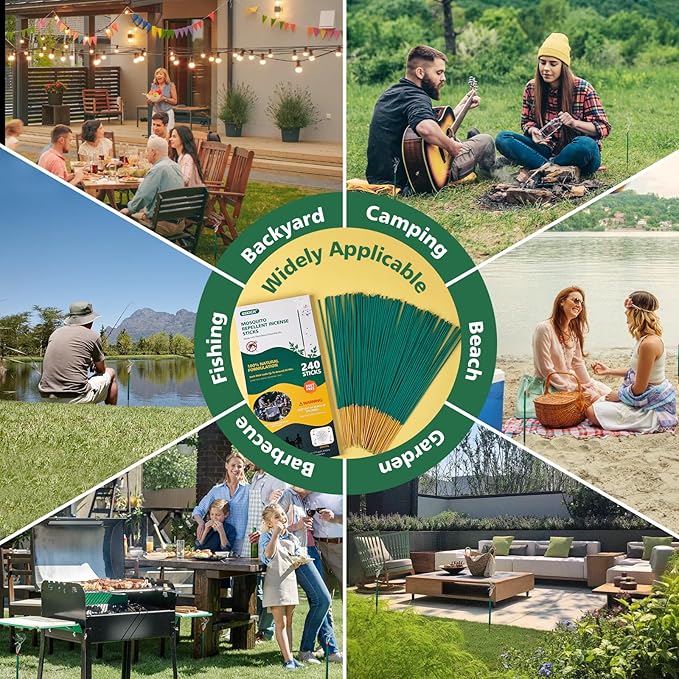 Mosquito Repellent Outdoor 240 Pcs Natural Citronella Oil Mosquito Incense Sticks Organic Mosquito Barrier Mosquito Repeller for Backyard Patio Travel Camping Indoors Gnat Mosquito Control