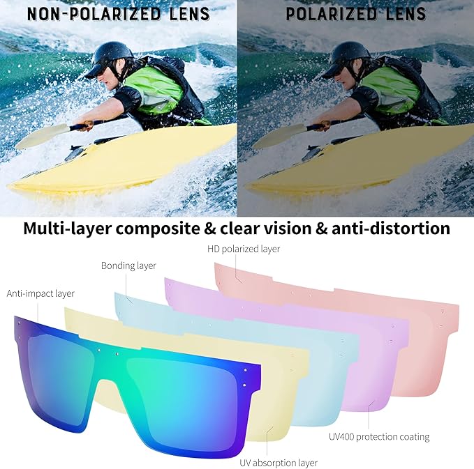 FEISEDY Men Sunglasses Polarized Oversized Square Flat Top Cycling Running Fishing Golf Hiking Sports B2990