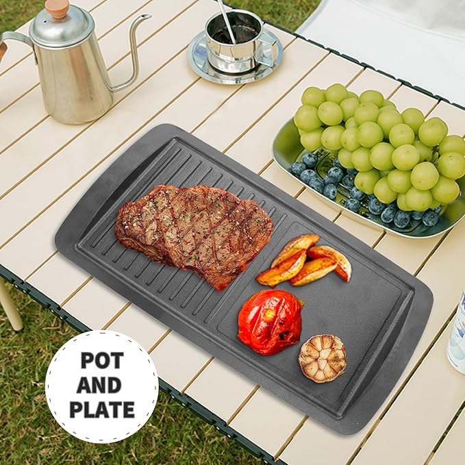 Cast Iron Griddle for Gas Grill, Griddle Pan for Stove Top, Grill Pan for Indoor Cooking, Grill Pans for Outdoor Grill (Black)
