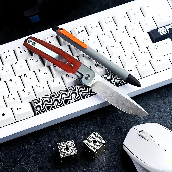 Small Folding Pocket Knife for Gift– Drop-Point Blade, Sturdy Wooden Handle with Non-Slip Grip, Deep Carry Pocket Clip – Ideal for Camping, Hunting, Hiking & EDC, Gift for Men,Women
