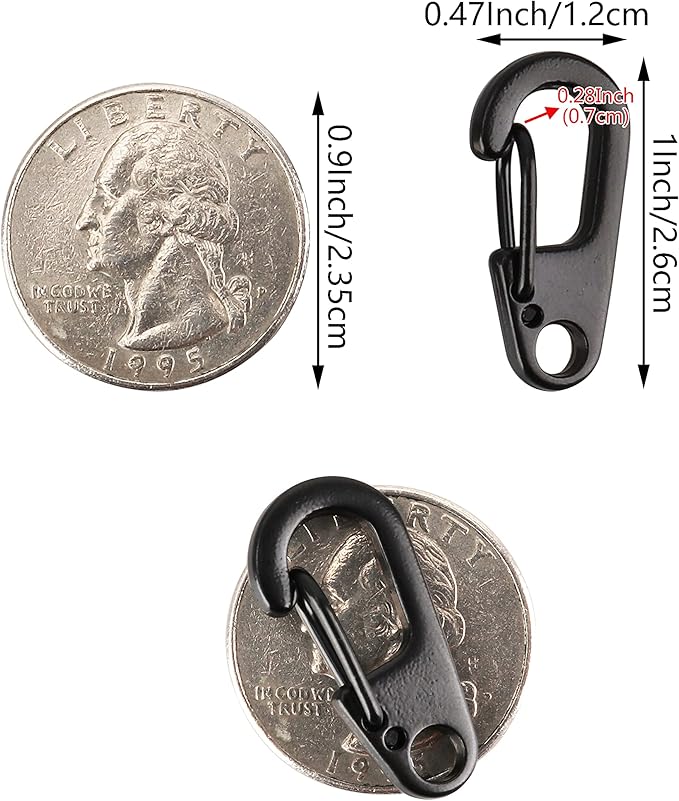 SWATOM Small Mini Carabiner Clip Tiny Spring Snap Hook Keychains Micro Carabiners for Paracord EDC Alloy Key Rings Outdoor Hiking Fishing Camping Backpack Accessories