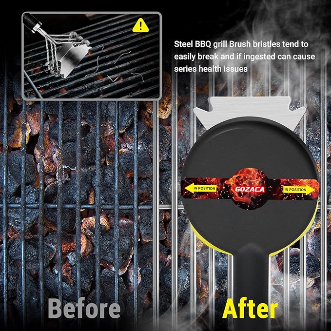 Grill Brush BBQ Replaceable Scraper Cleaning Head, Bristle Free, Safe for Stainless Steel & Cast Iron Grates, Premium Aramid Fiber, Dishwasher Safe