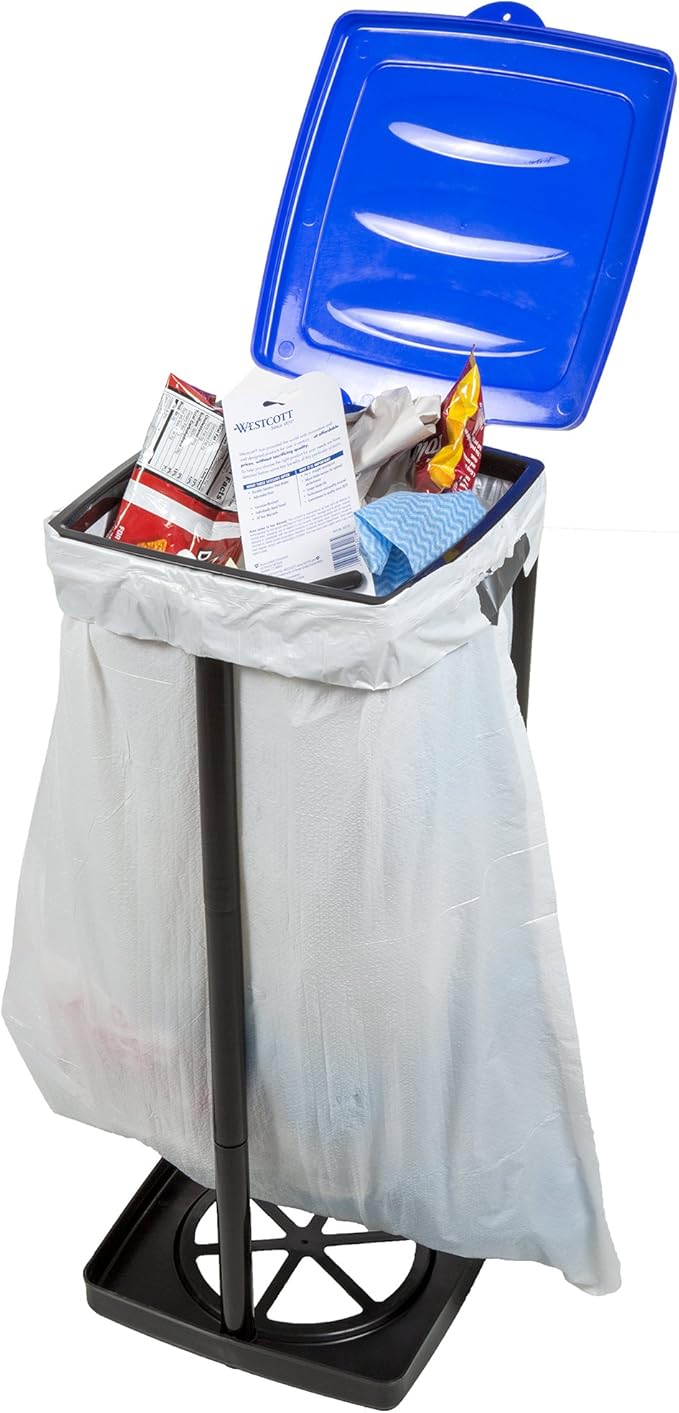 Wakeman Portable Trash Bag Holder – Collapsible 13-Gallon Garbage Bin for Indoor/Outdoor Use, Camping, Recycling, and Parties – Durable Plastic Trash Can Outdoors (Blue)