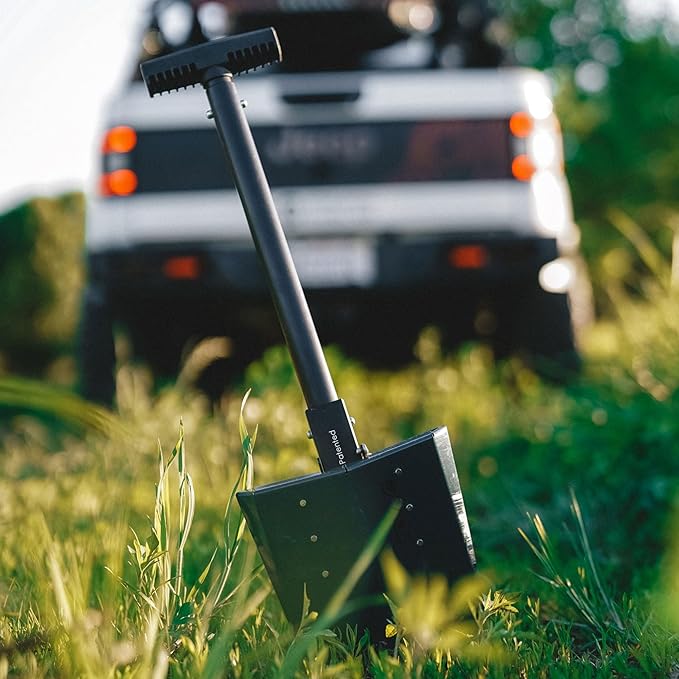 DMOS Delta Shovel - Collapsible Heavy-Duty Steel Folding Shovel for Camping, Overlanding, Survival, Military, Hunting, & Off-Road Use - Agate Grey - Compact