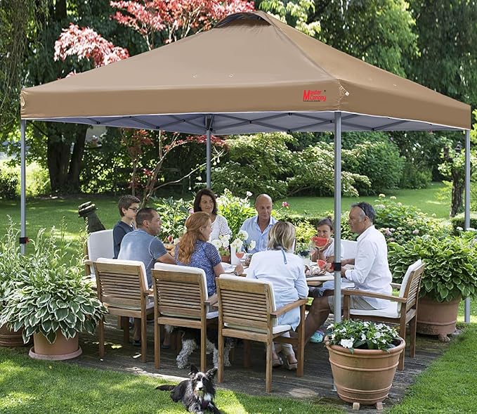 MASTERCANOPY Durable Pop-up Canopy Tent with Roller Bag (8x8, Khaki)