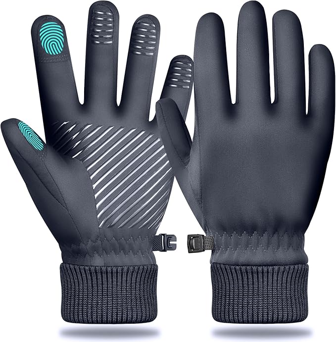 Winter Waterproof Gloves for Women: Water Proof Touch Screen Gloves for Men Running Hiking, Cold Weather Touchscreen Gloves for Phone Texting, Warm Snow Water Resistant Thermal Gloves Black