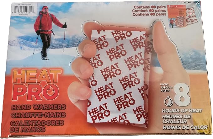Heat Pro Hand Warmers up to 8 Hours of Heat, 2 Warmers Per Individual Pack, 40 Pairs