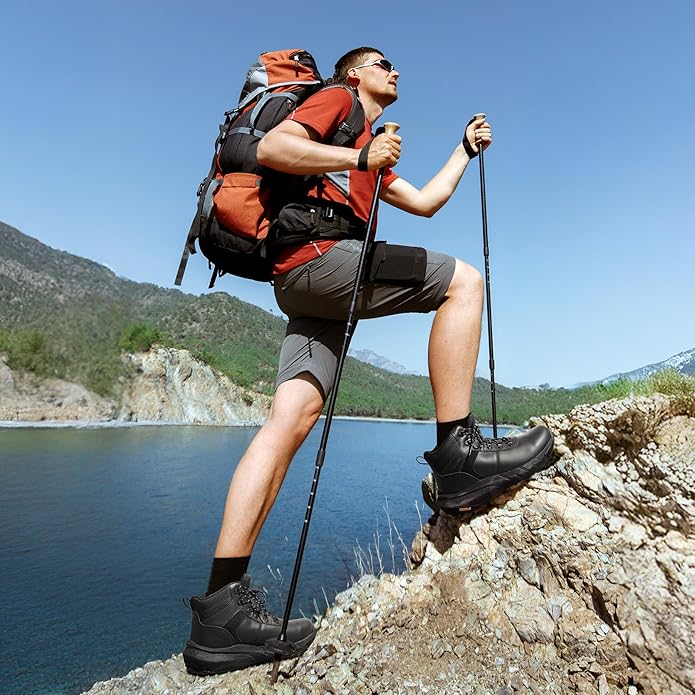 NORTIV 8 Men's Waterproof Hiking Boots Lightweight Outdoor Mid Trekking Leather Shoes DriftShield