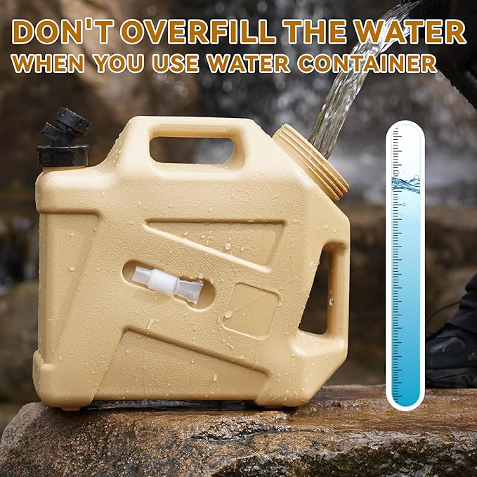 Camping Water Jug - 3.2 Gallan Water Container with Spigot | Portable Water Tank for Outdoor Hiking Picnic Supplies - Sand