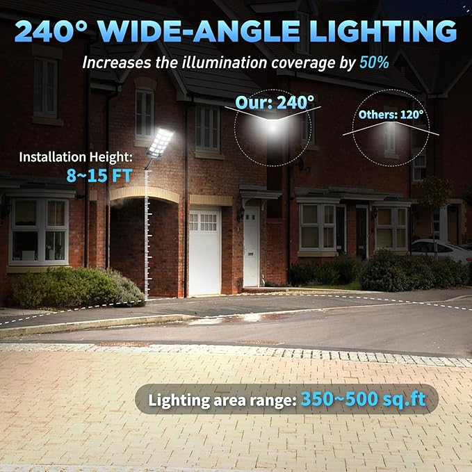 Solar Lights Outdoor Waterproof, 6500K Dusk to Dawn Solar Street Lights Outdoor Motion Sensor with Remote Control, LED Security Light for Outside Garden Yard Parking Lot, Oudoor Flood Lights, 2 Pack