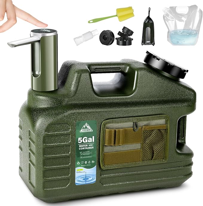 5 Gallon Water Jug, Camping Water Container with Pump, BPA Free Portable Water Dispenser with Spigot, Leak-Proof Large Camping Water Jug for Emergency Storage, Outdoor, Hiking, Road Trips