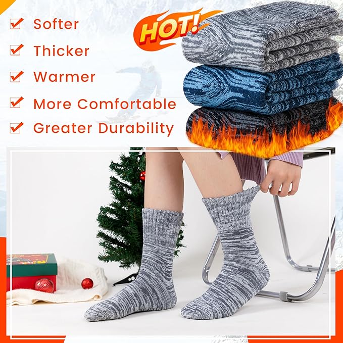 Velice Winter Warm Thermal Socks for Women Extra Thick Insulated Heated Crew Boot Socks for Cold Weather 5 Pairs