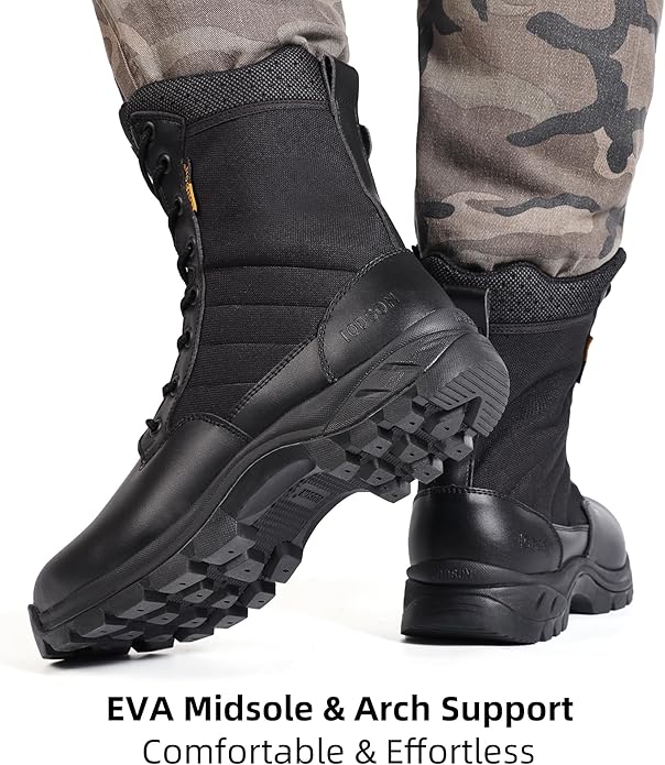 Men's Military Tactical Work Boots with Side Zipper, Puncture Resistant, Desert Combat, Army Jungle, 8 Inch Lightweight Hiking Boots
