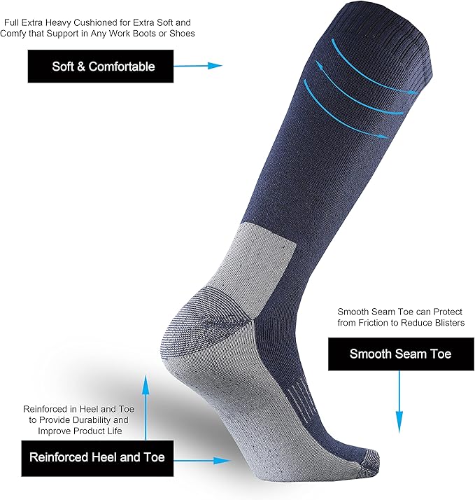 ONKE Max Full Cushion Knee High Socks for Men Steel Toe Work Boot Over the Calf OTC Moisture Wicking Thermal Hiking Hunting