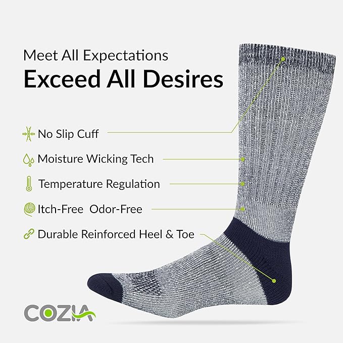 Merino Wool Socks Casual Warm Socks for Winter Cozy Boot Socks for Men & Women