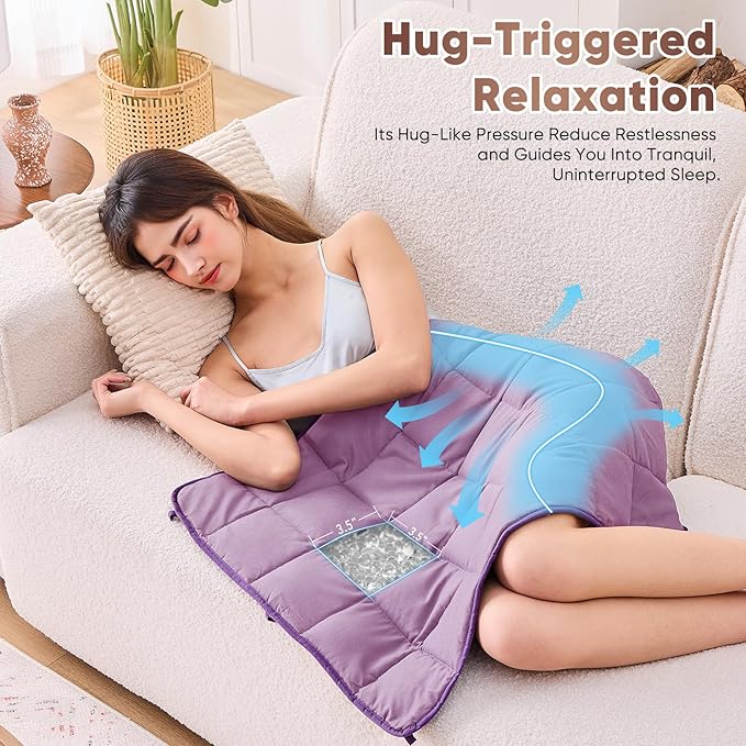Purple Weighted Lap Blanket for Adults 5lbs, 24"x29" Cooling Heavy Blanket, Portable Travel Weighted Blankets, Soft Small Blankets for Sleeping