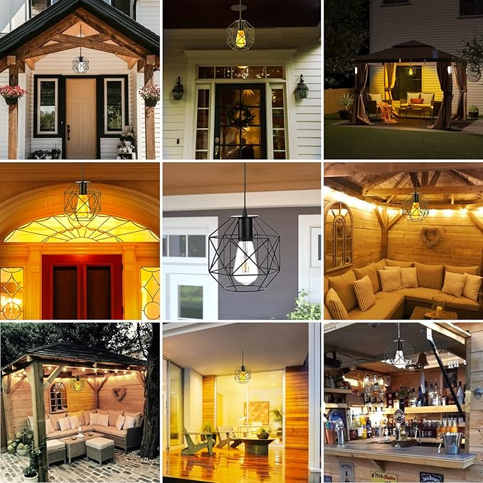 Solar Pendant Lights Outdoor, Shed Light Solar Powered Gazebo Lights Outdoor Chandelier Hanging Lights,Solar Lights Indoor with Pull Cord for Home Chicken Coop Barn Garage Storage
