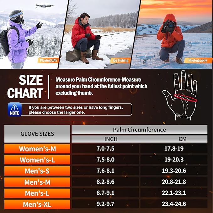 Heated Gloves, Electric Gloves Heated for Men/Women Rechargeable, Waterproof Work Motorcycle Glove for Winter Outdoor