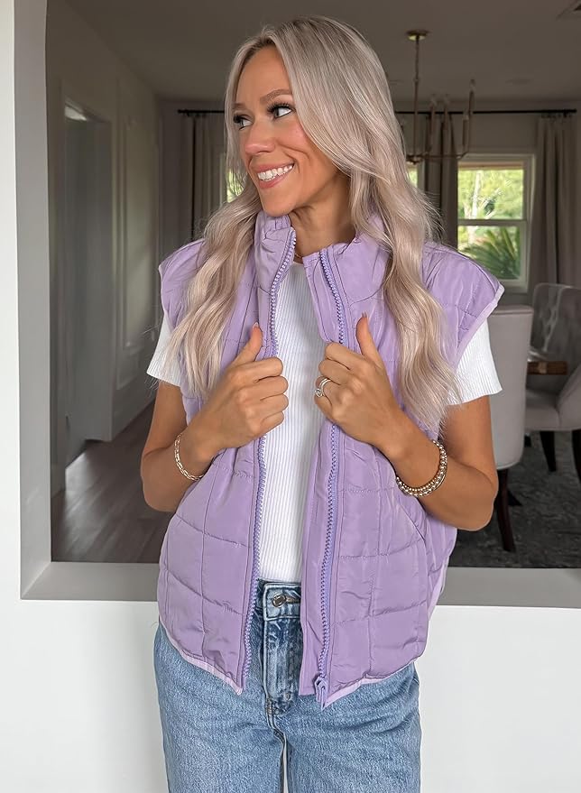 Zeagoo Womens Puffer Vest Ladies Sleeveless Zip Up Outerwear Warm Puffer Lightweight Down all Winter Jackets Coats 2025