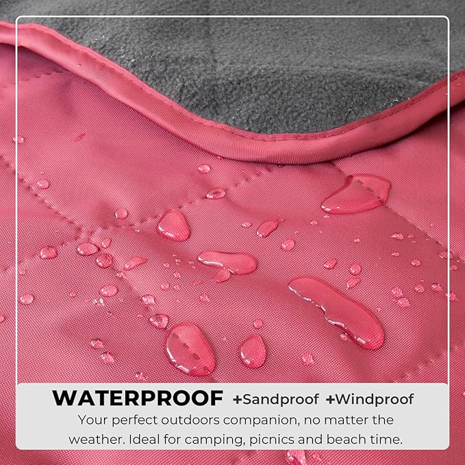 BRAWNTIDE Large Outdoor Waterproof Blanket - Extra Thick Fleece, Warm, Windproof, Sandproof, Quilted, 82" x 55", Ideal for Beaches, Picnics, Camping, Stadiums, Dogs, Car