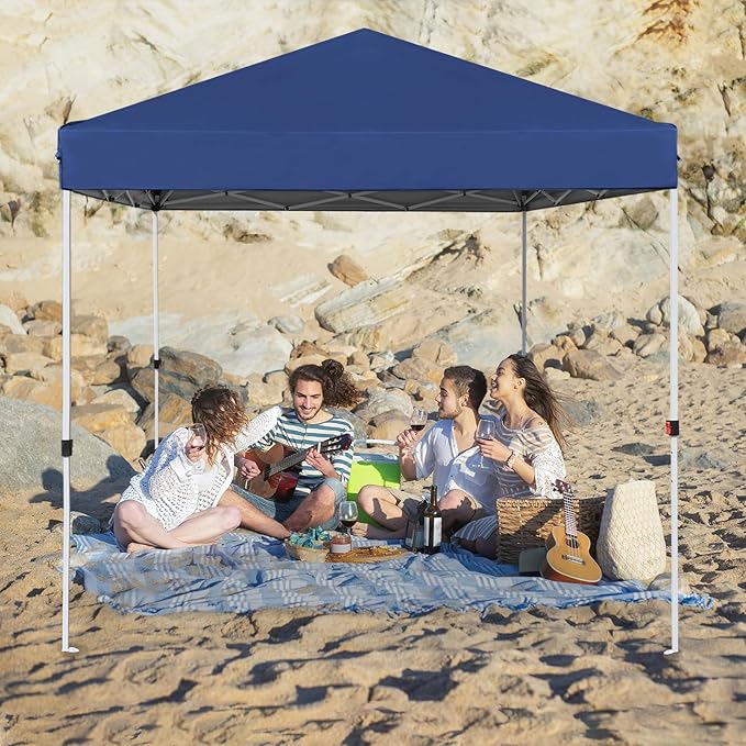 Northroad 8X8 FT Pop Up Canopy, Outdoor Instant Canopy Tent Slant Legs with Carrying Bag, Portable Gazebo Shelter for Wedding Party,Commercial Event,Patio,Garden,Beach -Dark Blue