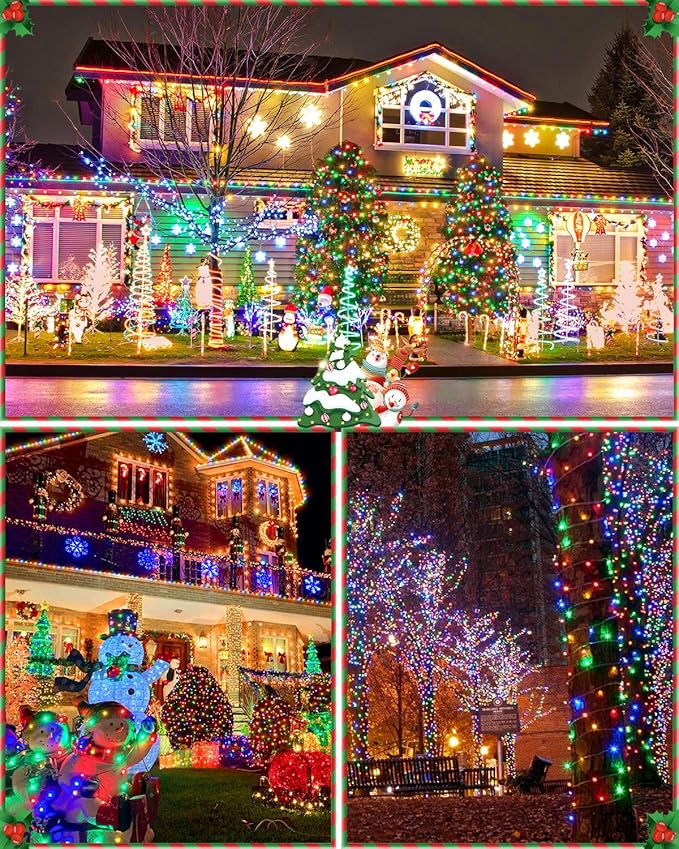 552FT 1400 LED Christmas Lights, Extra Long Outdoor String Lights Waterproof, Timer & Memory, 8 Modes Dimmable Plug in Fairy for Outside Tree Wedding Patry Multicolor