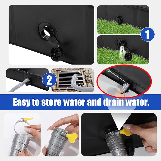 MABOZOO Portable Shower Pan, 41" x 41" x 10" Outdoor Shower Base Foldable Shower Base with Drain Pipe Camping Shower Mat for Indoor & Outdoor