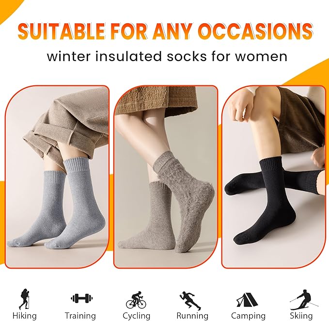 Velice Winter Warm Thermal Socks for Women Extra Thick Insulated Heated Crew Boot Socks for Cold Weather 5 Pairs