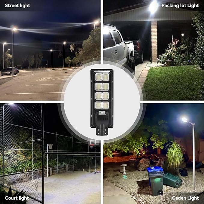 Solar Street Lights Outdoor 2PACK, 200000 LM Solar Security Flood Lights Parking Lot Lights Commercial Dusk to Dawn Motion Sensor, IP65 Waterproof Solar Powered Outdoor Llights for Yard, Barn etc