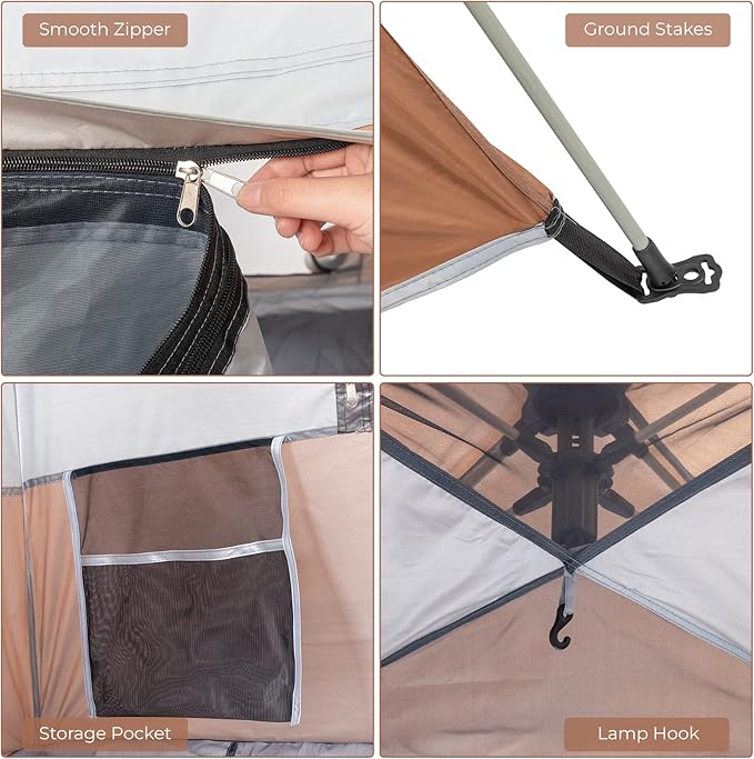 4 Person Instant Pop Up Tents for Camping, Waterproof Easy Set Up Large Family Dome Tent with Portable Carry Bag, 94.49 x 94.49 x 59.06 Inches