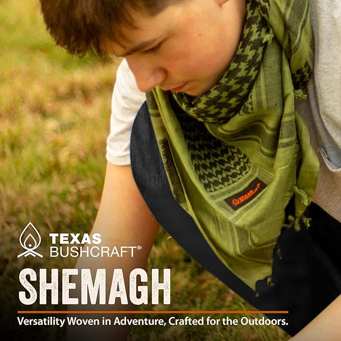 Texas Bushcraft Tactical Shemagh - Authentic Keffiyeh 100% Cotton for your Camping, Hiking and Backpacking Gear