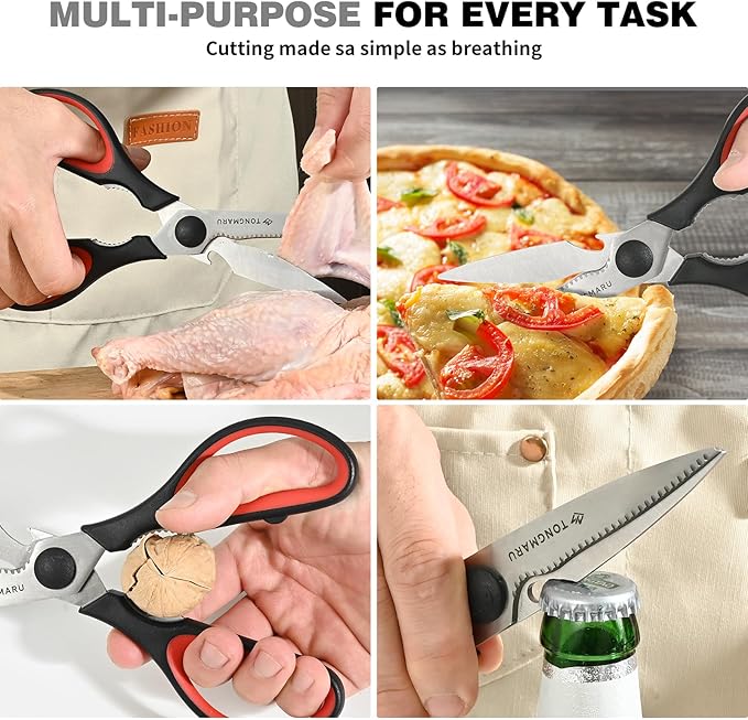 Kitchen Cooking Shears Heavy Duty Kitchen Scissor with, Detachable, All Purpose Scissors, Dishwasher Safe Scissors, Serrated Blades, Nutcracker and Bottle Opener function included (1 Pack)