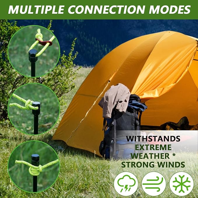 Metal Tent Stakes Heavy Duty 12 inch,Ground Anchors Screw in,Tent Accessories,Durability,Easy to use,Rust Resistant,not Bent Stakes,Portable,Black(4)
