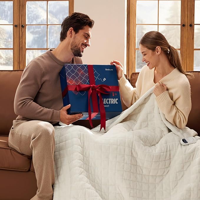 Bedsure Electric Blanket King Size - Dual Control Heated Blanket King with 10 Heat Settings, Thick Heating Blanket with 10 Time Settings, Fast Heating Quilted Blanket (100x90 inches, Bering Sea)