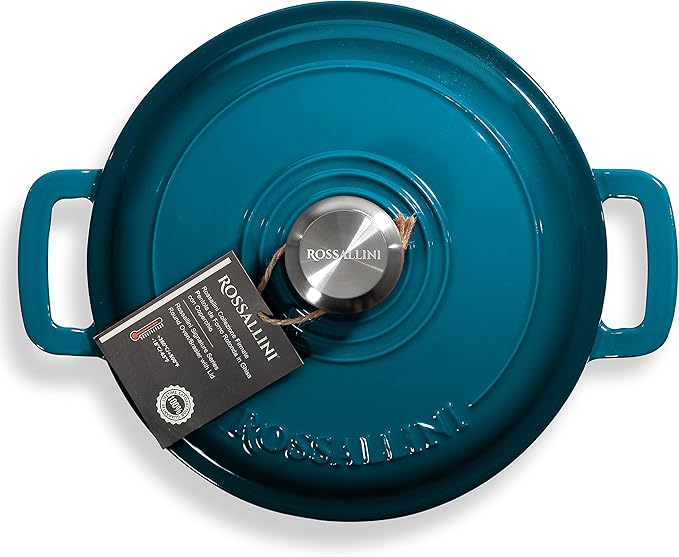 Signature Enameled Cast Iron Dutch Oven, Non-Stick Serving Pot with Tight Fitting Lid for Perfect Roasting, Baking, Sauteing, and Bread Making | 3.5Q (3.3L) - Ocean Blue