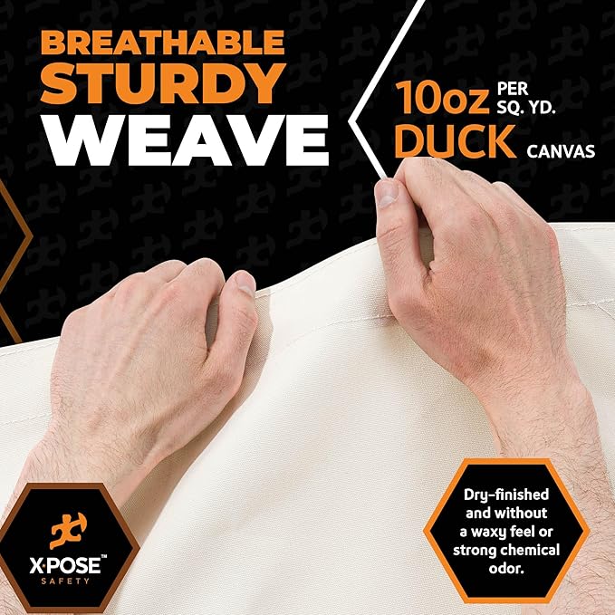 Xpose Safety Canvas Tarp - 10oz White Canvas Tarps Heavy Duty Water Resistant with Brass Grommets- Multipurpose Outdoor Tarpaulin for Camping, Canopy, Trailer, Equipment Cover 4' x 4'