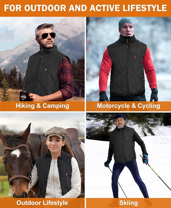 FERNIDA Heated Vest for Men & Women with Battery Pack USB 5V Thickened & Lightweight Heated Vest for Outdoor Body Warm