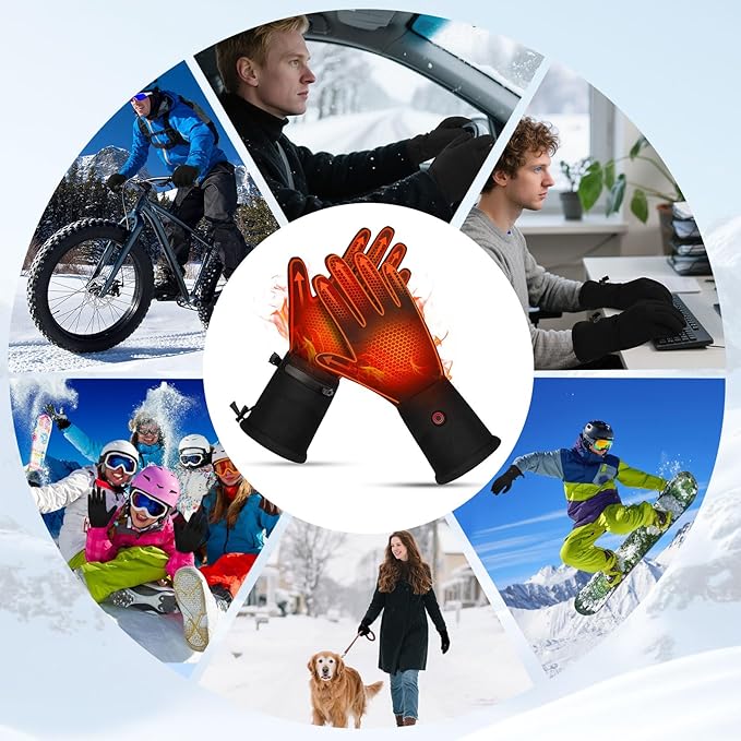 Heated Gloves, Electric Gloves Heated for Men/Women Rechargeable, Waterproof Work Motorcycle Glove for Winter Outdoor