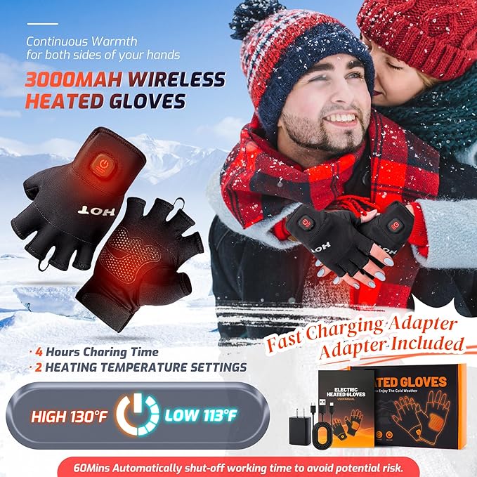 Heated Gloves for Men Women- Rechargeable Touchscreen Cold Winter Work Arthritis Pain Relief Hand Warmers Hot Compress Reusable, Heated Gloves for Cold Winter Arthritis Hands Skiing Hunting